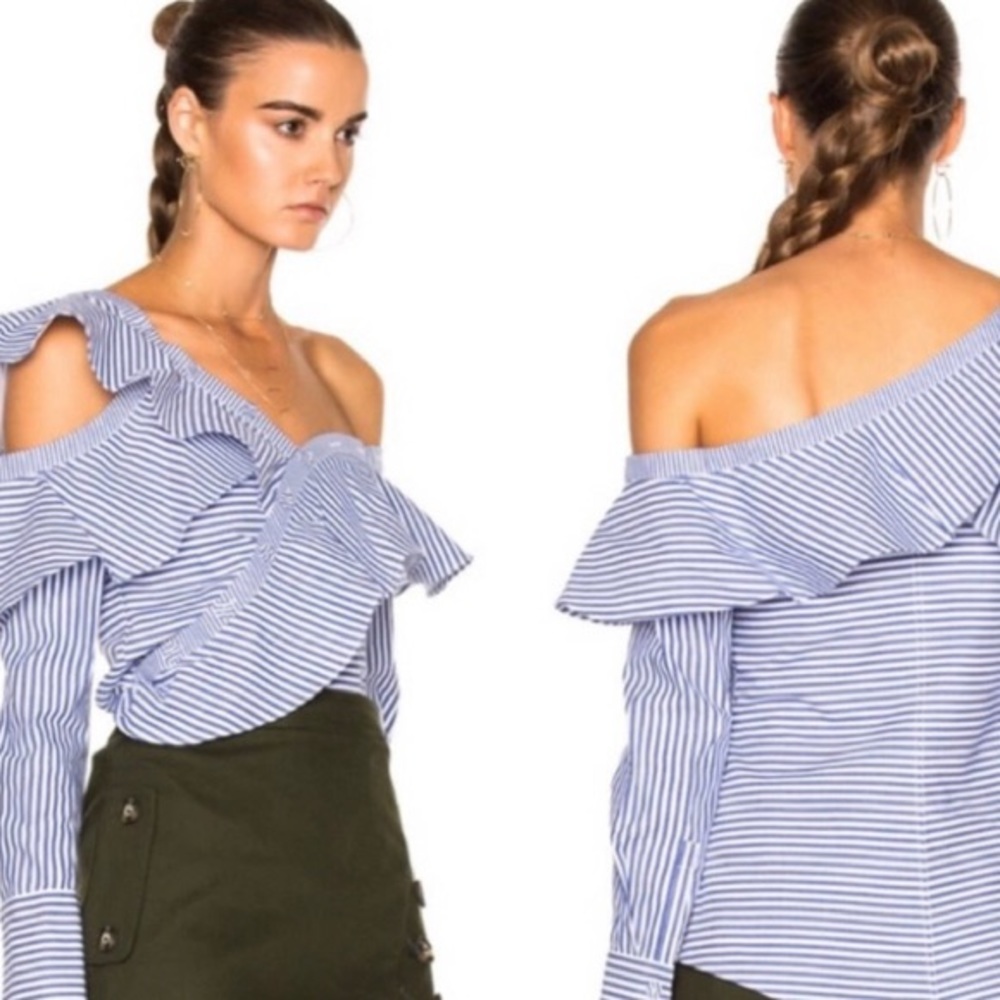 Self Portrait Asymmetrical stripped top